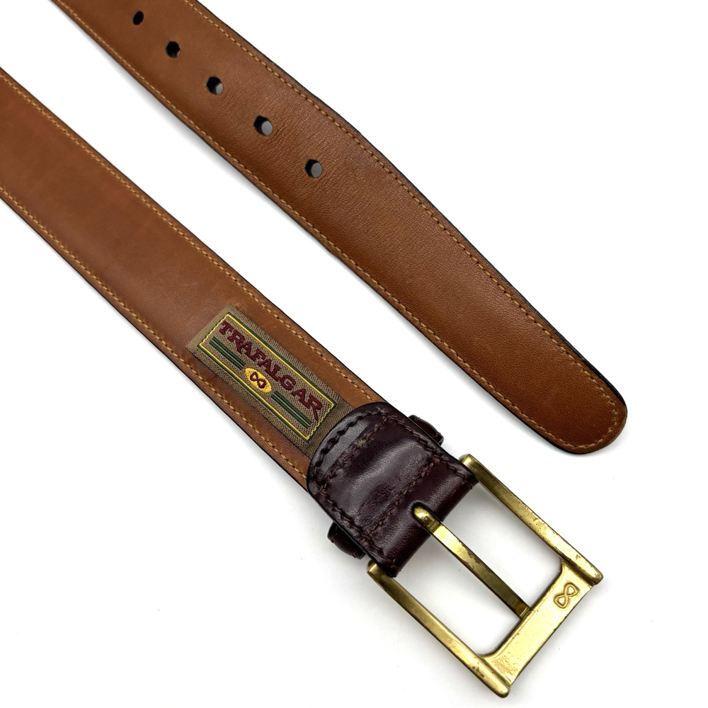 Vintage Trafalgar 1713 Cortina Oxblood Leather Bass Buckle Belt 36 Handmade USA - Picture 11 of 13